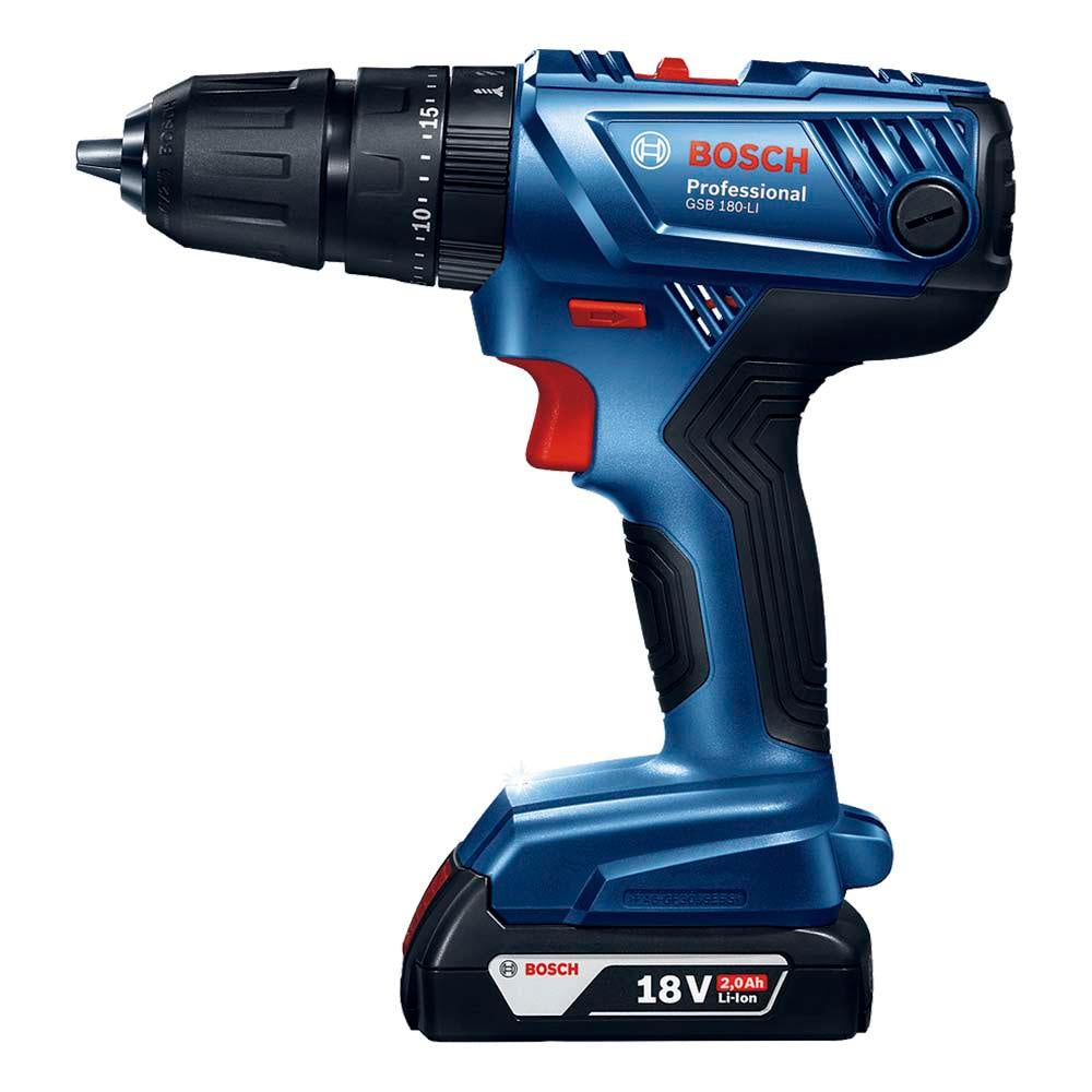 Furadeira Parafusadeira 18V Impacto GSB 180-LI BIVOLT + Estojo Brocas X-Line 30 Peças BOSCH