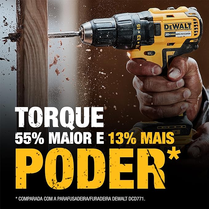 DEWALT Parafusadeira e Furaderia de Impacto de 1/2 Pol. (13mm) a Bateria 20V MAX* Litio-Ion sem Fio