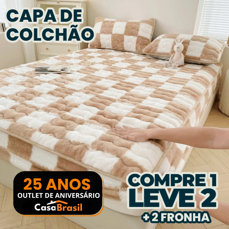 Capa de Colchão Peluciada Impermeável + 2 Fronhas de Brinde