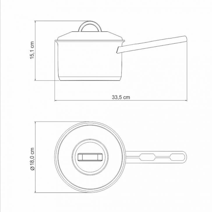 Caldeirão 2,2L em Aço Inox com Fundo Triplo Tampa e Cabo Sol